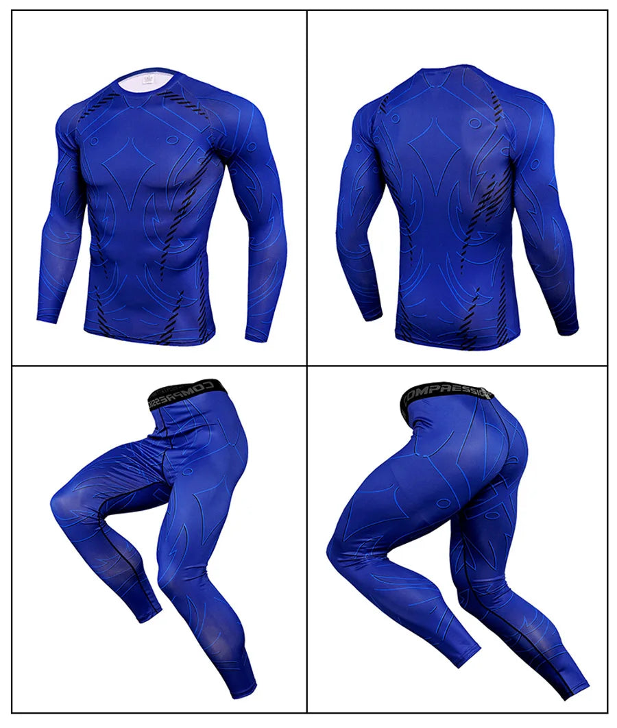 Men's Quick-Dry Compression Tracksuit – Fitness, Running, MMA Training Set